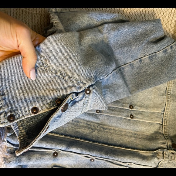 Free People Demin Zip Up with Fray - Picture 7 of 8